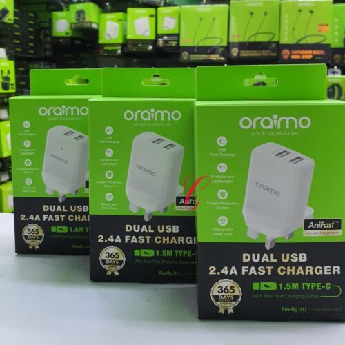 Oraimo Firefly 2U U67D+C53 Dual USB 2.4A Type C