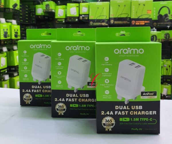 Oraimo Firefly 2U U67D+C53 Dual USB 2.4A Type C