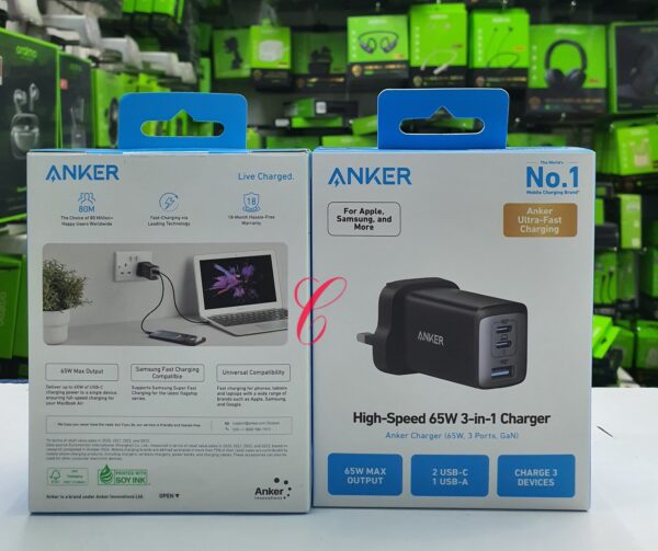 Anker High-Speed 65W 3-in-1 GaN Charger