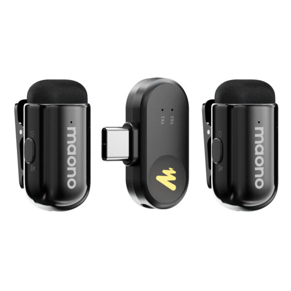 Maono T1Mini Wireless Lapel Microphone AI Noise Cancelling App Control Auto Clipping Recording Streaming Mic for Content Creator