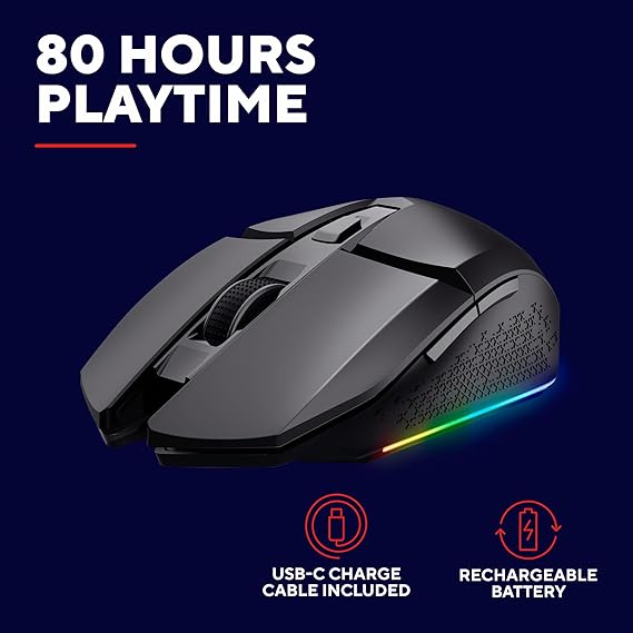 GXTrust 1108 Vylax Rechargeable Wireless Gaming Mouse, Black